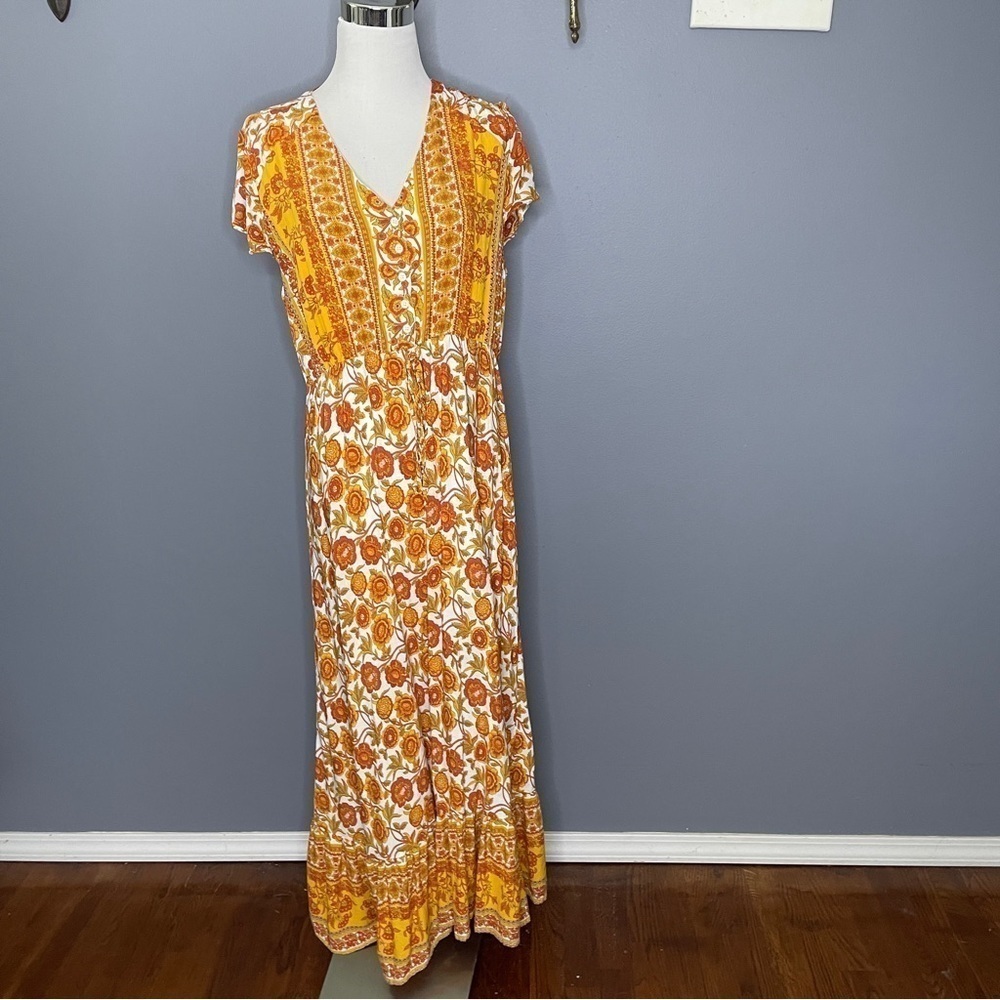 Temofon floral yellow/red/orange floral cottage core size XXL
